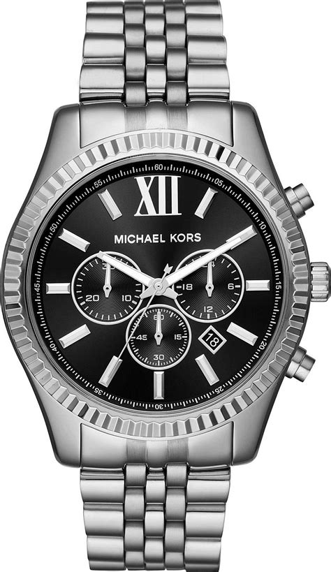 michael kors lexington chronograph silver colored|Michael Kors lexington silver.